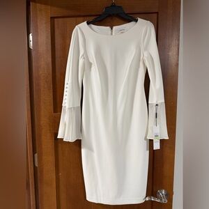 Calvin Klein Women's Cream Long Sleeve Dress
